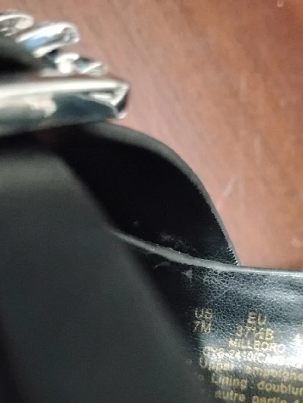DKNY Black Pointed Slingback Heels with Silver Buckle Accent